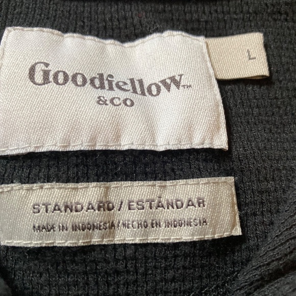 Goodfellow & Co Henley Button Men's Large Black Tan Buttons Shirt - Picture 5 of 5